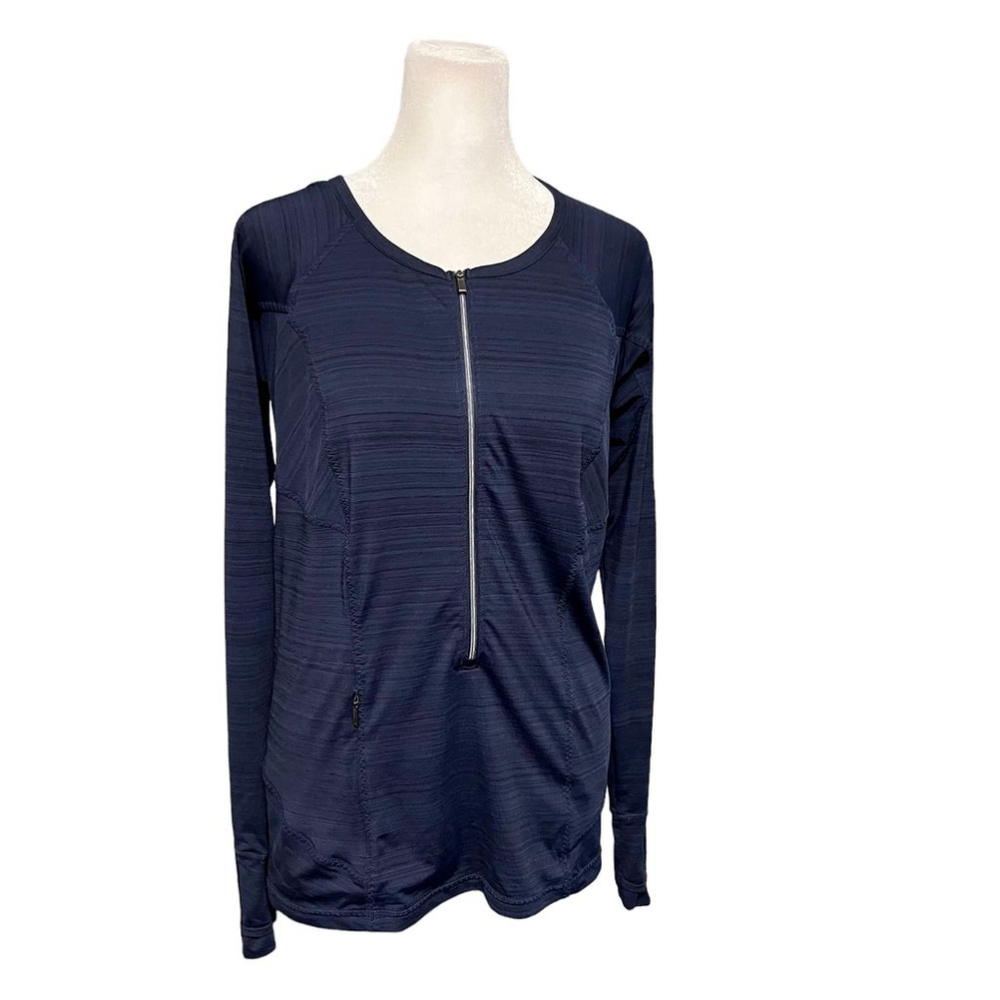 Athleta Purple Pacifica Illume 3/4 Zip Long Sleeve UPF Shirt Size Medium